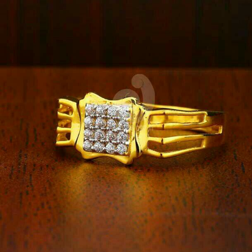22ct Light Weight Cz Gents Ring