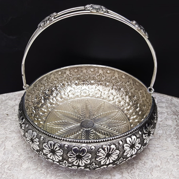 pure silver floral fruit basket in fine carving by... by 