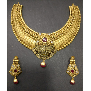 22kt gold traditional bridal necklace set kg-n078 by Kundan