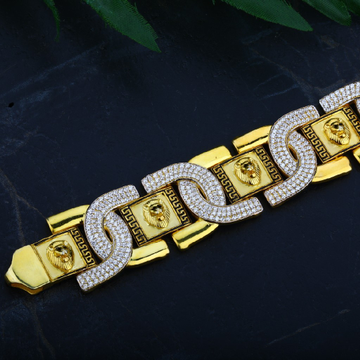 Mens 916 Gold Fancy Cz Lion Bracelet-MCB24