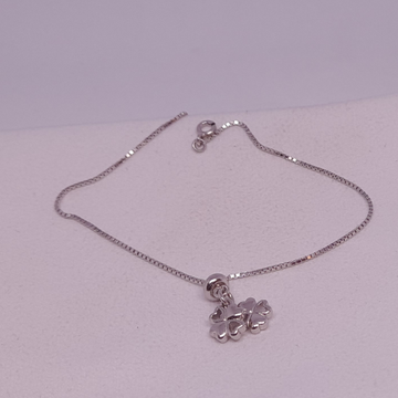 Silver With chain and simple ladies anklets by Rangila Jewellers