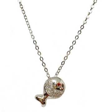 925 Sterling Silver Fish Shaped Designer Necklace...
