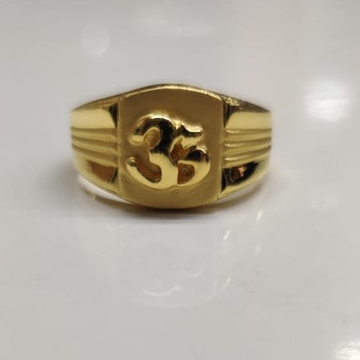 22 kt gold casting om pattern gents ring by Aaj Gold Palace