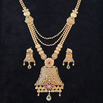 916 gold fancy antique jadtar rajvadi long set by 