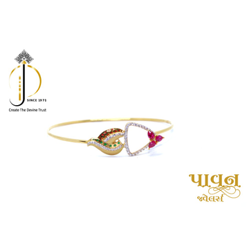 18KT Gold pink stone casual ware single Bangle for... by 