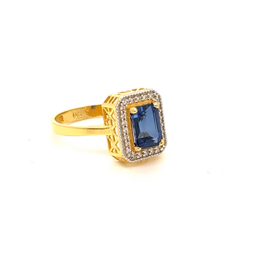 22k Gold with Blue Stone Unique Ring by 