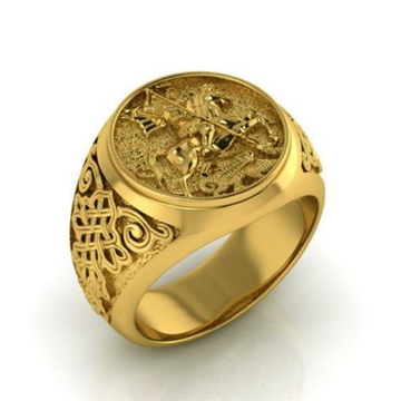 18 Kt Real Solid Yellow Gold St. George Fighting D...