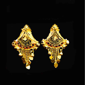 22KT Yellow Plain Gold Designer Earrings by Prakash Jewellers