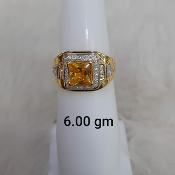 Yellow stone solitaire gent's ring by 
