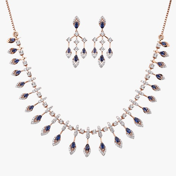 14kt diamond colourful stone necklace set