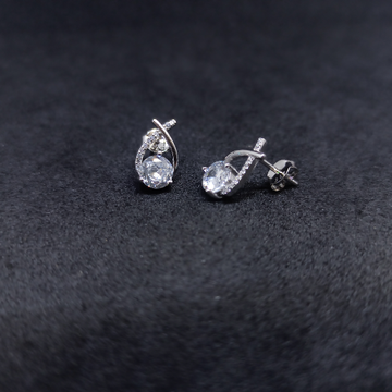 92.5 Silver Earrings Single Diamond Design by Ghunghru Jewellers