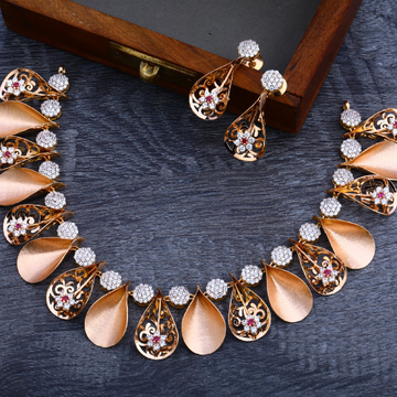 18KT Rose Gold Cz Classic Necklace Set RN113