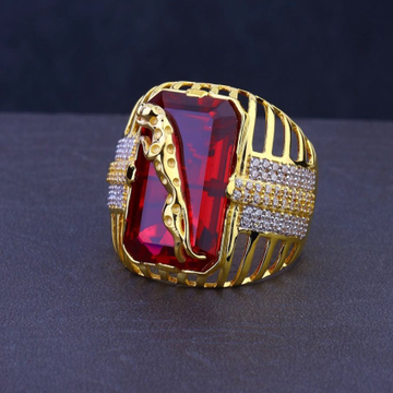 22K Gold Pink Stone With Jaguar ring by R.B. Ornament