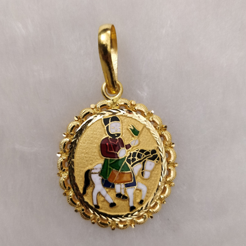 916 Gold Fancy Ramdev Pir Minakari Pendant