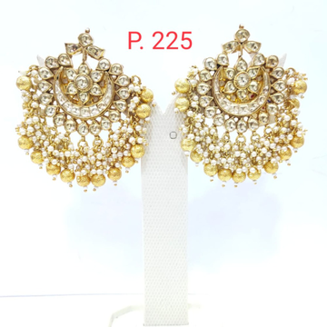Hanging gold plated with kundan work earrings 1554