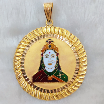 916 gold fancy gent's chehar maa minakari pendant