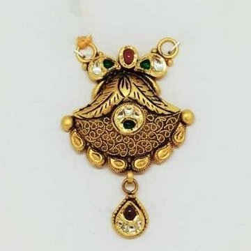 22 KT Gold Oxidised  Designer Antique Pendant by 