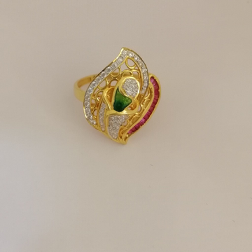 916 gold Red and green colour stone fancy ladies r... by 