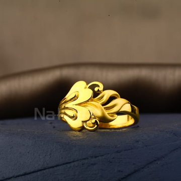 916 Gold Stylish Ladies Plain Ring LPR561