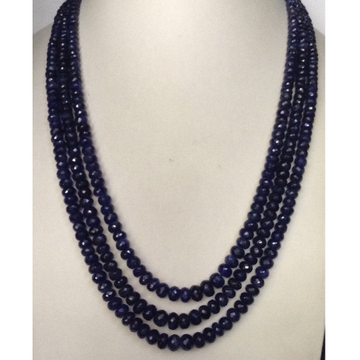 Natural Blue Sapphires Faceted Round Beeds Necklace JSB0102