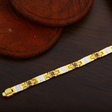 Mens 22K Gold Light Weight Cz Fancy Bracelet-MPB15