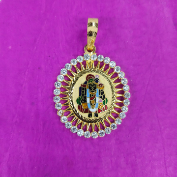 22K Gold CZ Dwarkadhish Pendant by Saurabh Aricutting