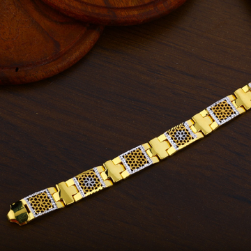 Mens 22K Gold Plain Casting Rodium Bracelet-MPB50