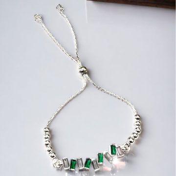 925 Silver Green Stone Micro Bracelet by 