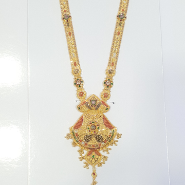 22.k gold Kalkatti design long necklace set by 