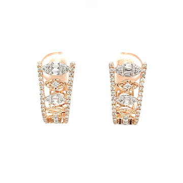 Royale Collection Diamond Bali Hoops Studs in Rose...