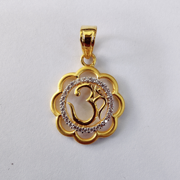 22k gold om Floral  diamond pendant by 