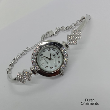 Stylish pure sterling silver watch for ladies (adj...