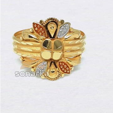 22kt Gold Hollow Triple Pipe Ring for Ladies by 
