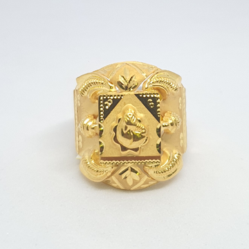Gold 91.6 Ganpati Design Fancy Gents Ring by 