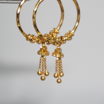 916 yellow gold fancy earrings for ladies