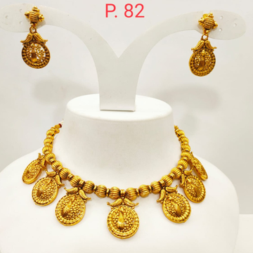 Antique Gold polish choker Neklace set 1351