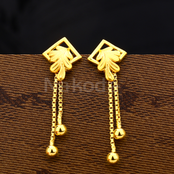22KT Gold Ladies Delicate Plain Earring LPE343