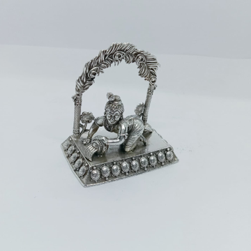 Pure silver idol of Ladoo Gopal in antique polish by 