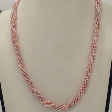 Pink seed pearls 5 layers twisted necklace jpm0332