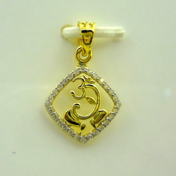 916 gold cz diamond om-ganapati design gents penda...