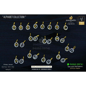18kt Fancy Cz All Alphabets Pendent
