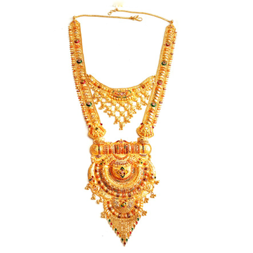 22k Gold Double Decker Rajwadi Necklace MGA - GLS0...