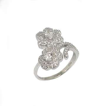 925 Sterling Silver Flower Shape Diamond Ring For...