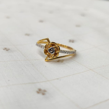 22KT Gold Hallmark Blue Flower Design Ring  by 
