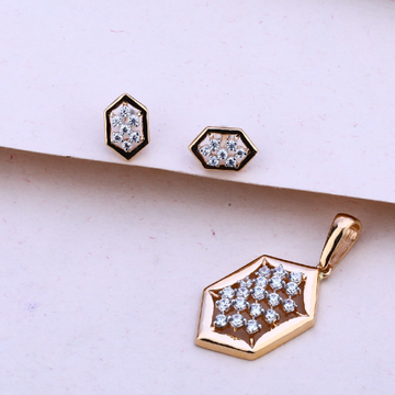 18CT Rose Gold Diamond Fancy Pendant Set RPS133
