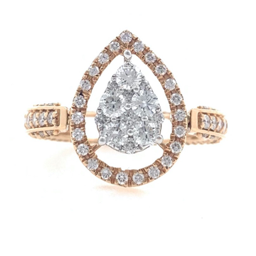 18kt / 750 rose gold diamond pendant cum diamond ring for ladies 9lr140