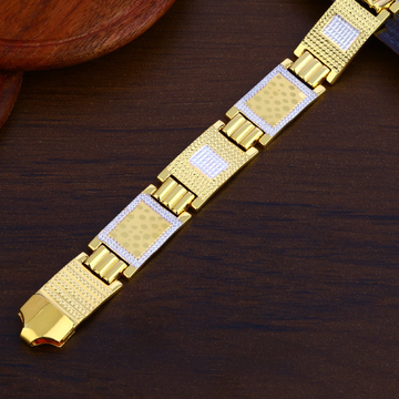 Mens 916 Gold Cz Bracelet-MPB146