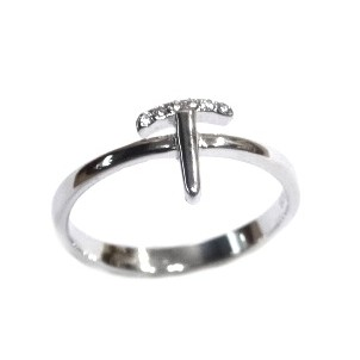925 Sterling Silver Alphabet (Letter T) Ring MGA -...
