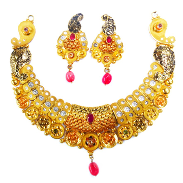 One gram gold forming necklace set mga - gfn0012