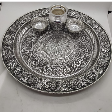 925 Pure Silver Antique Pooja Thali Set PO-263-30 by 